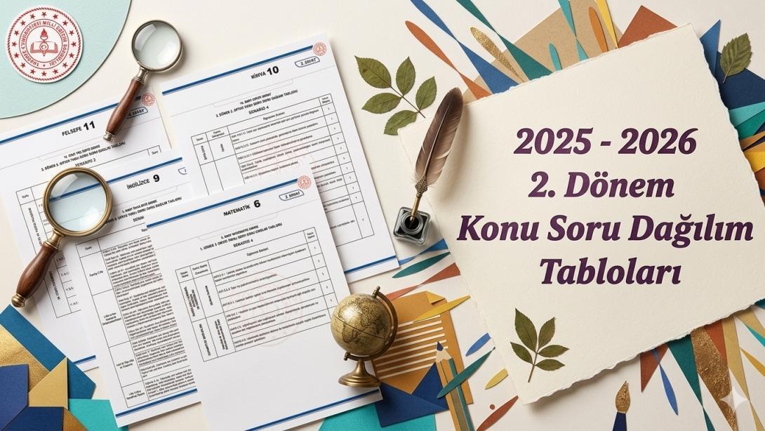 2025-2026 İkinci Dönem Ortak Yazılı Sınavlara Yönelik Örnek Konu-Soru Dağılım Tabloları Yayımlandı